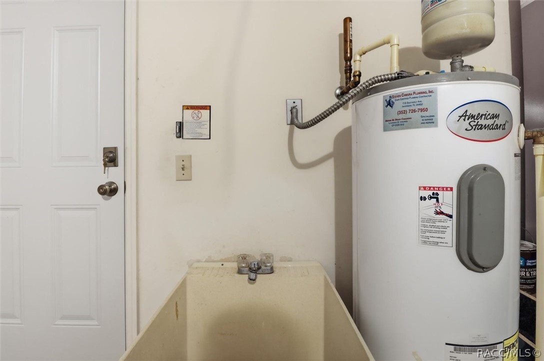 Laundry tub inside garage