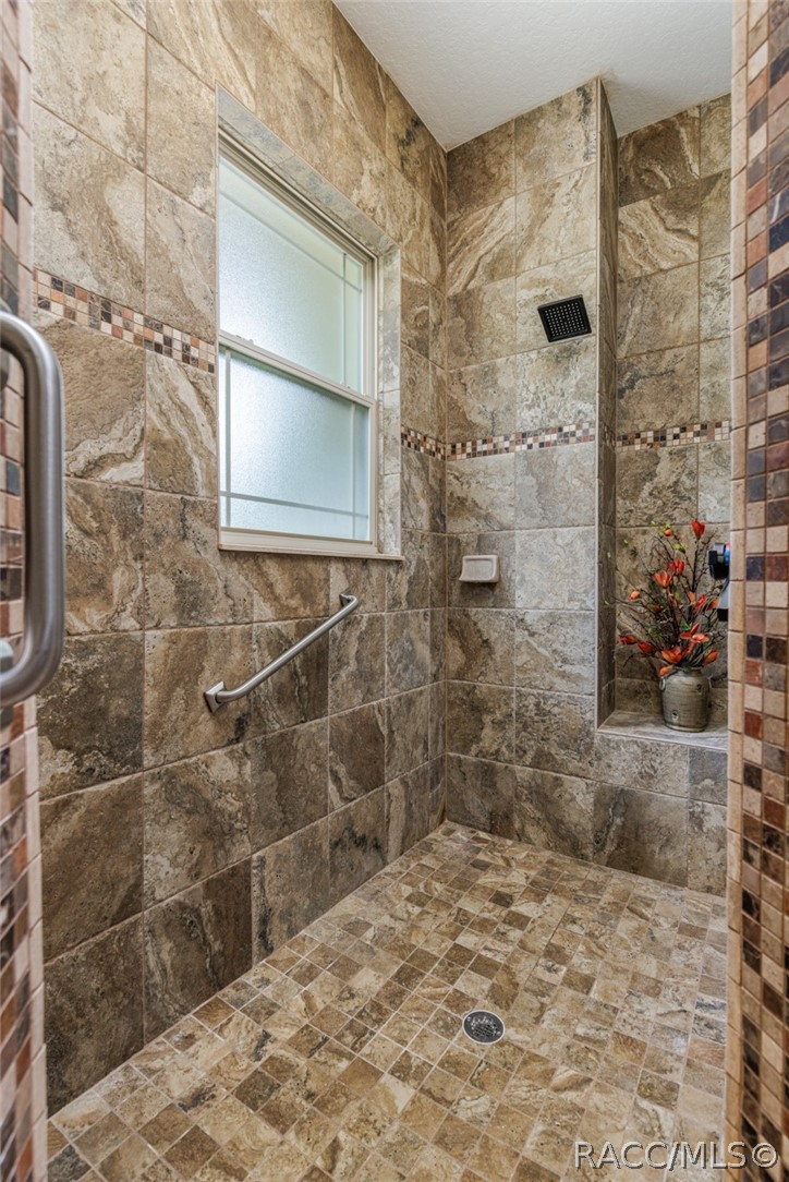 spacious tile shower