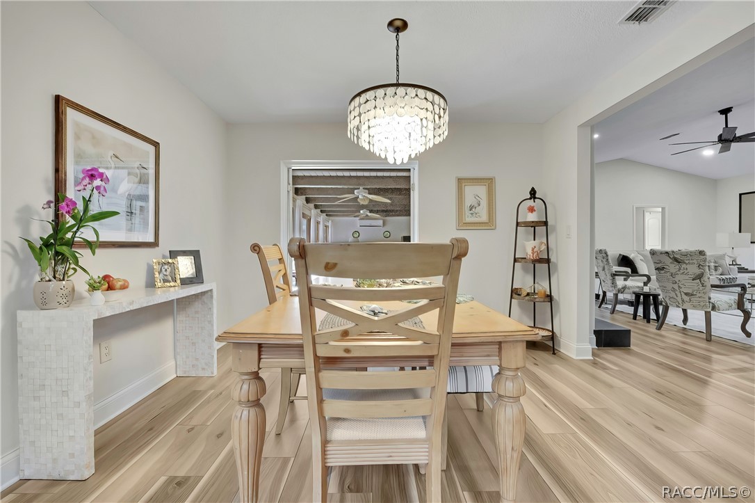 Dining area open to the kitchen and living space