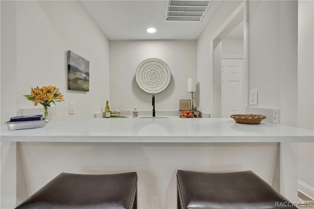 Bar counter with seating for two.