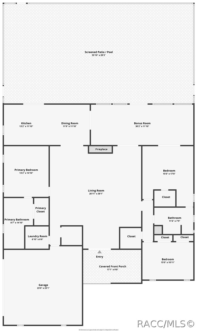 Floor plan showing the split-bedroom layout.