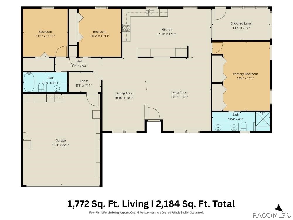 FLOOR PLAN Thoughtfully designed 3BD/2BA + BONUS ROOM offering 1,772 SQFT OF LIVING SPACE and 2,184 SQFT TOTAL! The spacious layout features an OPEN LIVING & DINING AREA, generously sized kitchen, SPLIT-BEDROOM DESIGN for added privacy, comfortable PRIMARY SUITE w/private bath, two guest bedrooms, guest bathroom & ATTACHED 2-CAR GARAGE! FLOOR PLAN Thoughtfully designed 3BD/2BA + BONUS ROOM offering 1,772 SQFT OF LIVING SPACE and 2,184 SQFT TOTAL! The spacious layout features an OPEN LIVING & DINING AREA, generously sized kitchen, SPLIT-BEDROOM DESIGN for added privacy, comfortable PRIMARY SUITE w/private bath, two guest bedrooms, guest bathroom & ATTACHED 2-CAR GARAGE!