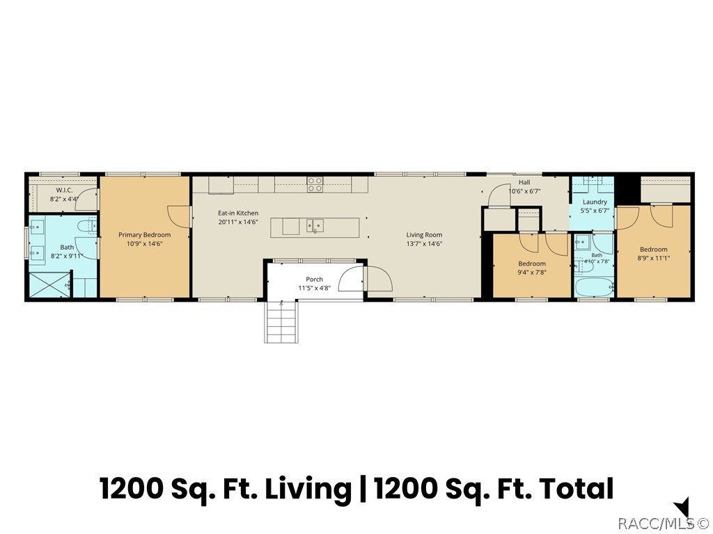 FLOOR PLAN! Explore the home's layout featuring 3 BEDROOMS, 2 BATHROOMS, an OPEN KITCHEN & LIVING AREA, PRIMARY SUITE w/WALK-IN CLOSET, INDOOR LAUNDRY & COVERED FRONT PORCH.