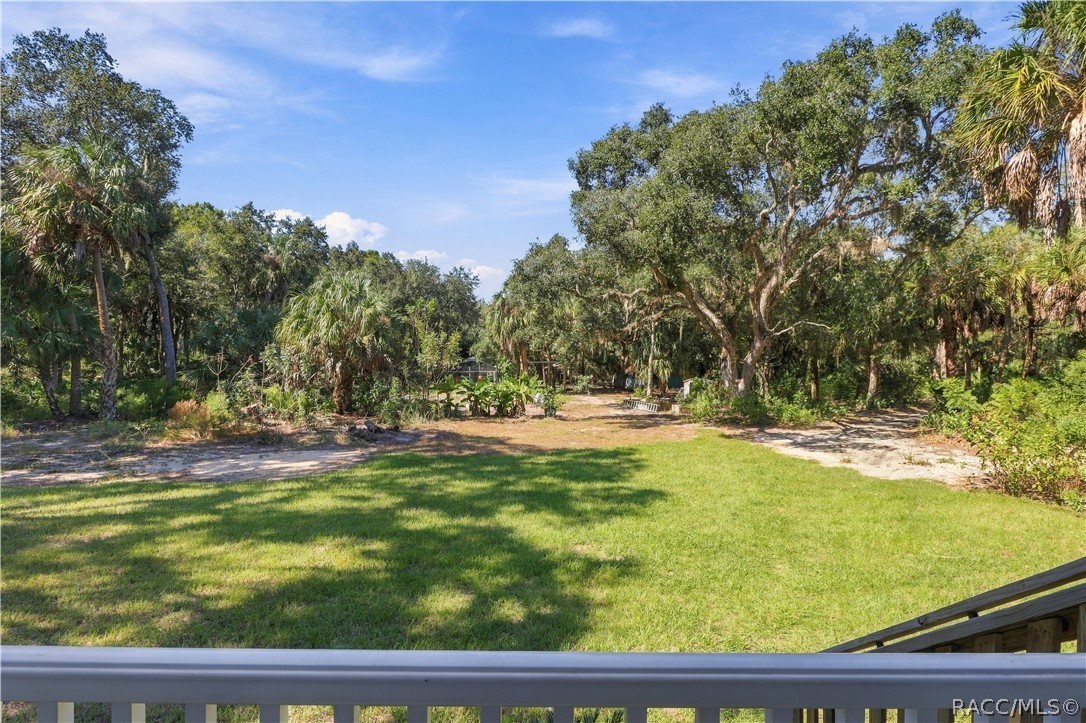 NATURE RIGHT OUTSIDE YOUR DOOR! Enjoy views of the expansive lawn, mature trees & Florida palms from the comfort of your front porch.