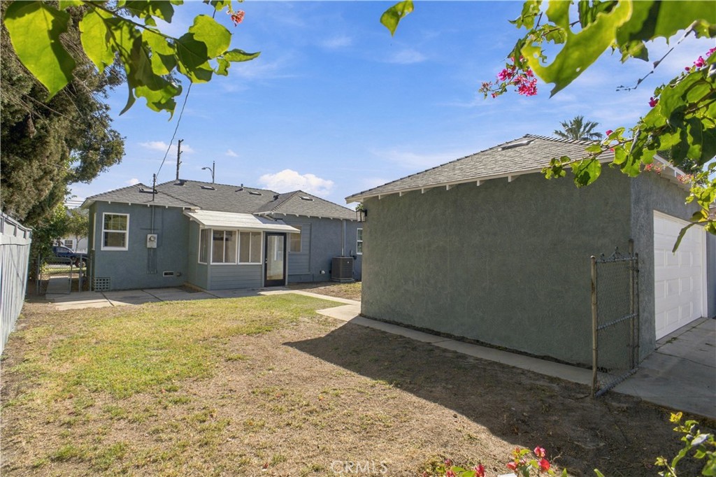 Backyard with Patio and Double Detached Garage
