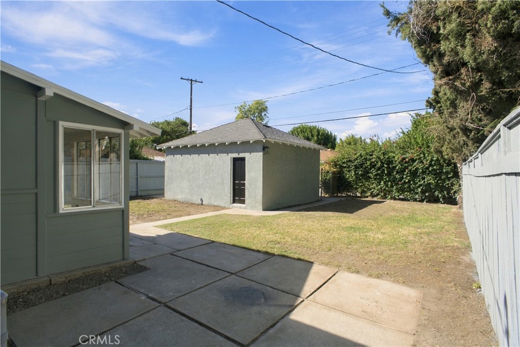 Backyard with Patio and Double Detached Garage