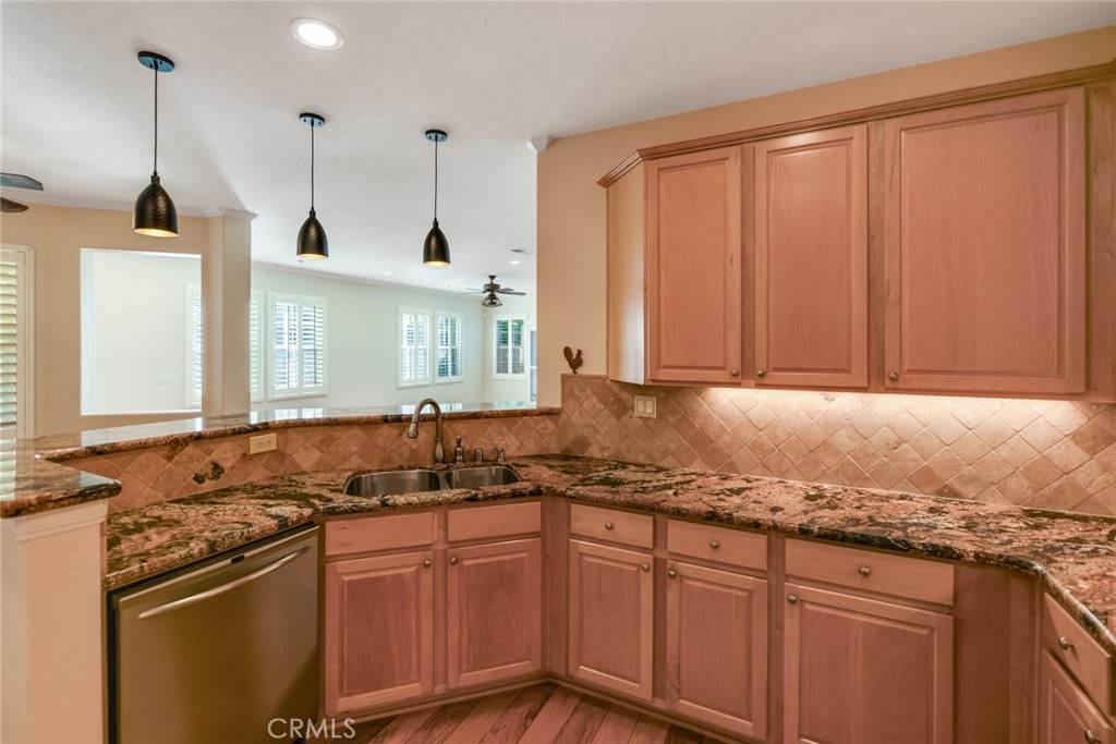 Granite Countertops and stone backsplash