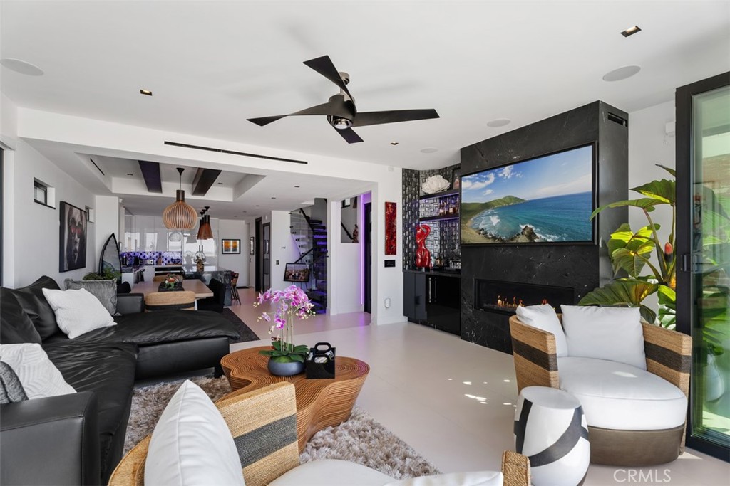 Living room opening to the beach