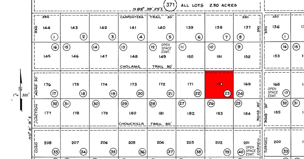 San Luis Obispo Tax map of lot in red.