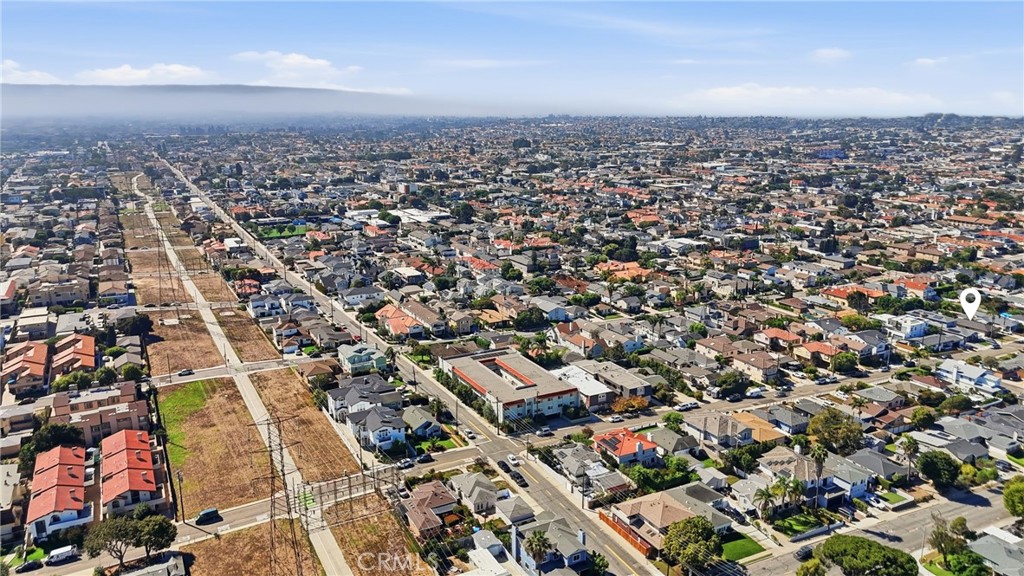 Birds eye view looking east