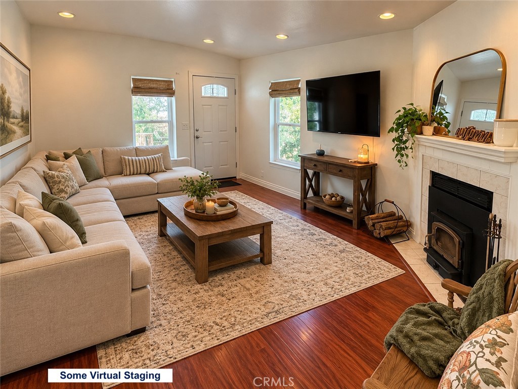 Virtually staged to show "L" Shaped couch