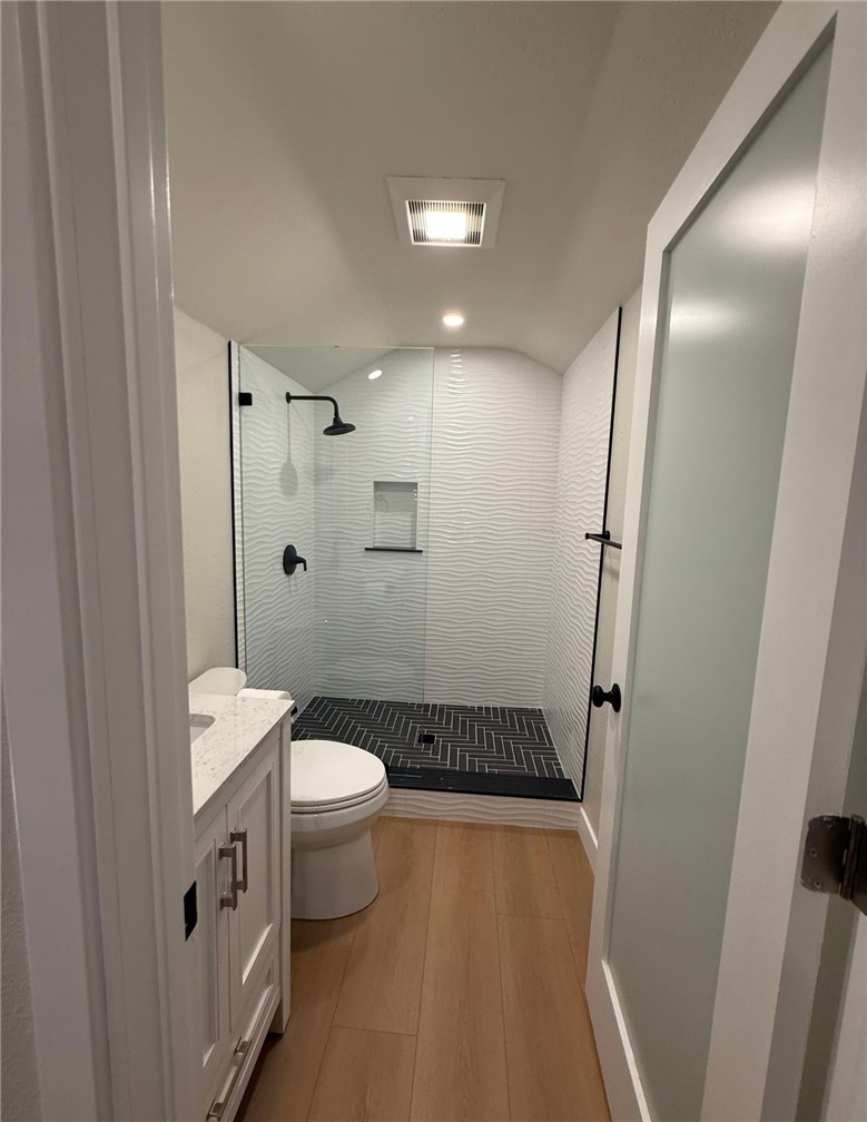 Primary walk in shower bathroom.