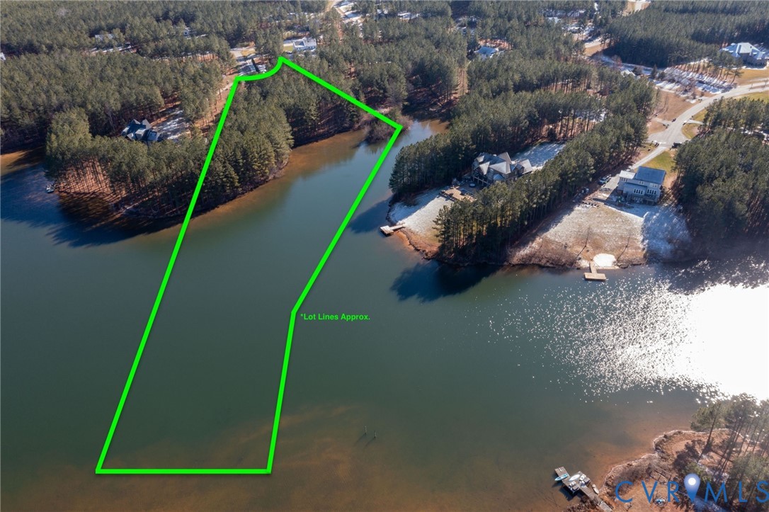 Aerial view of a large body of water