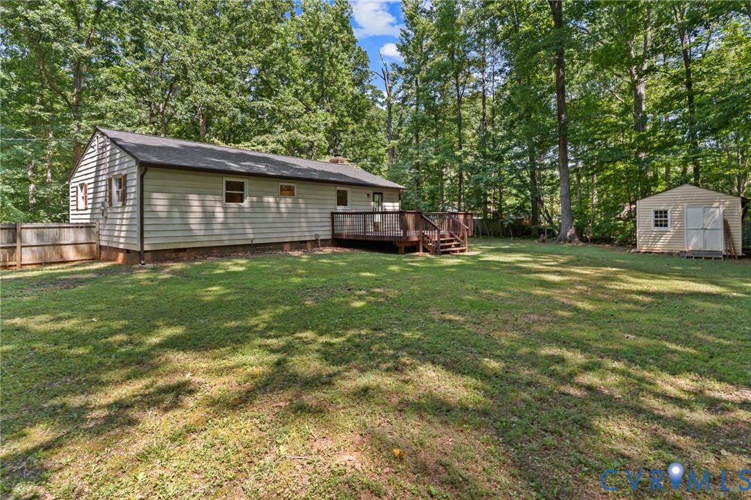Back yard showing detached shed