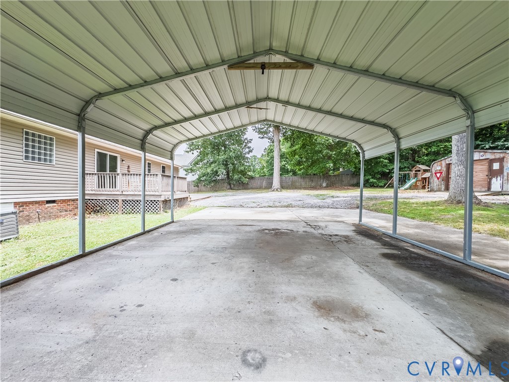 Concrete floor, double width carport