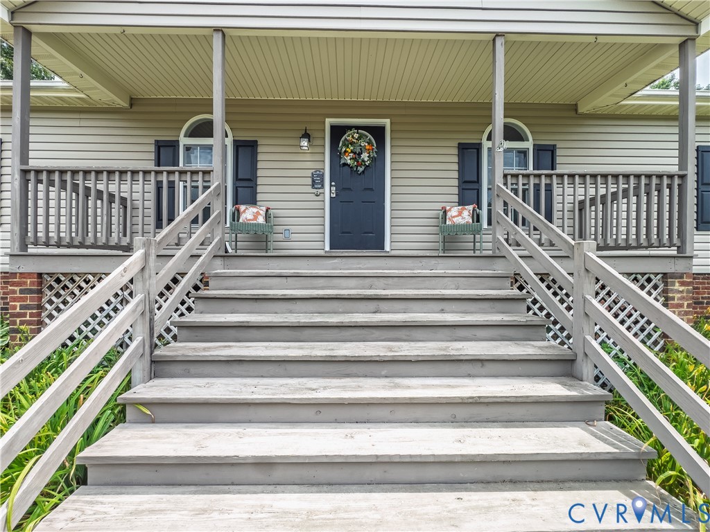 Entry at covered front porch
