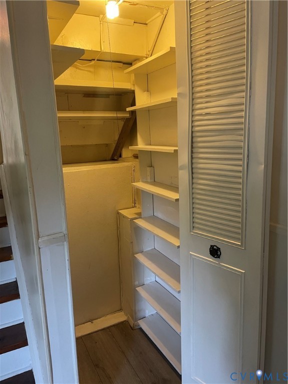 In Family room. Shelving