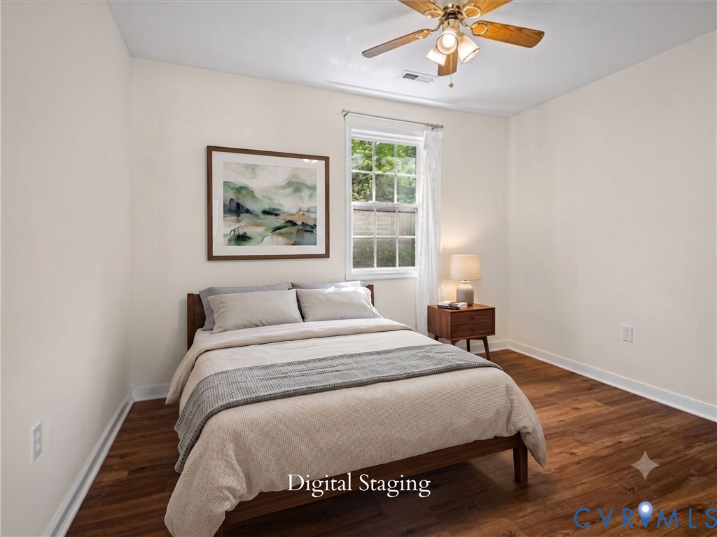 Digital Staging. Guest cottage bedroom.