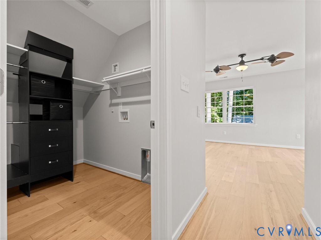 Wood-finish flooring throughout