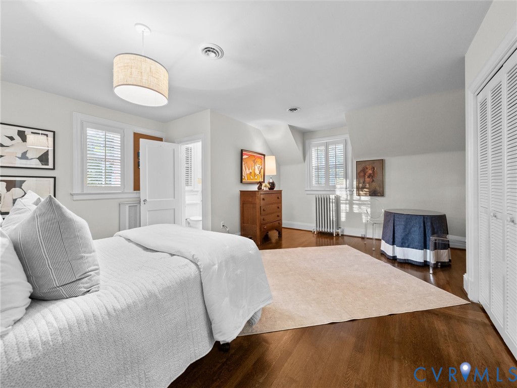 with hardwood floors and large closet
