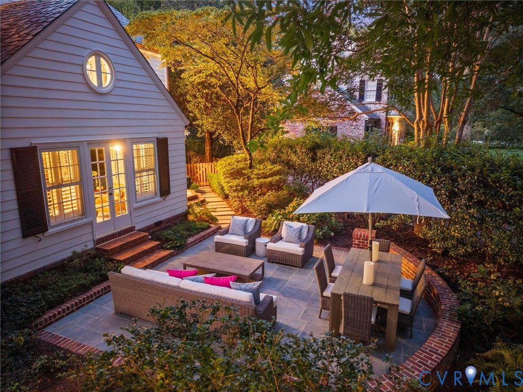 Bluestone patio and gardens