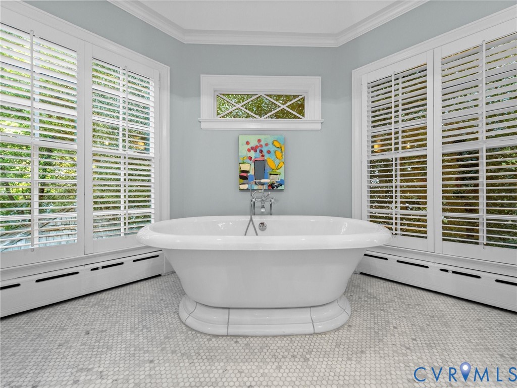 Spa-like soaking retreat in the primary bathroom