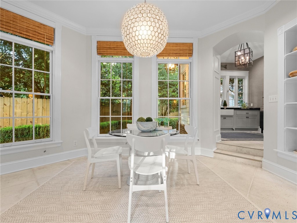 with casual eating area