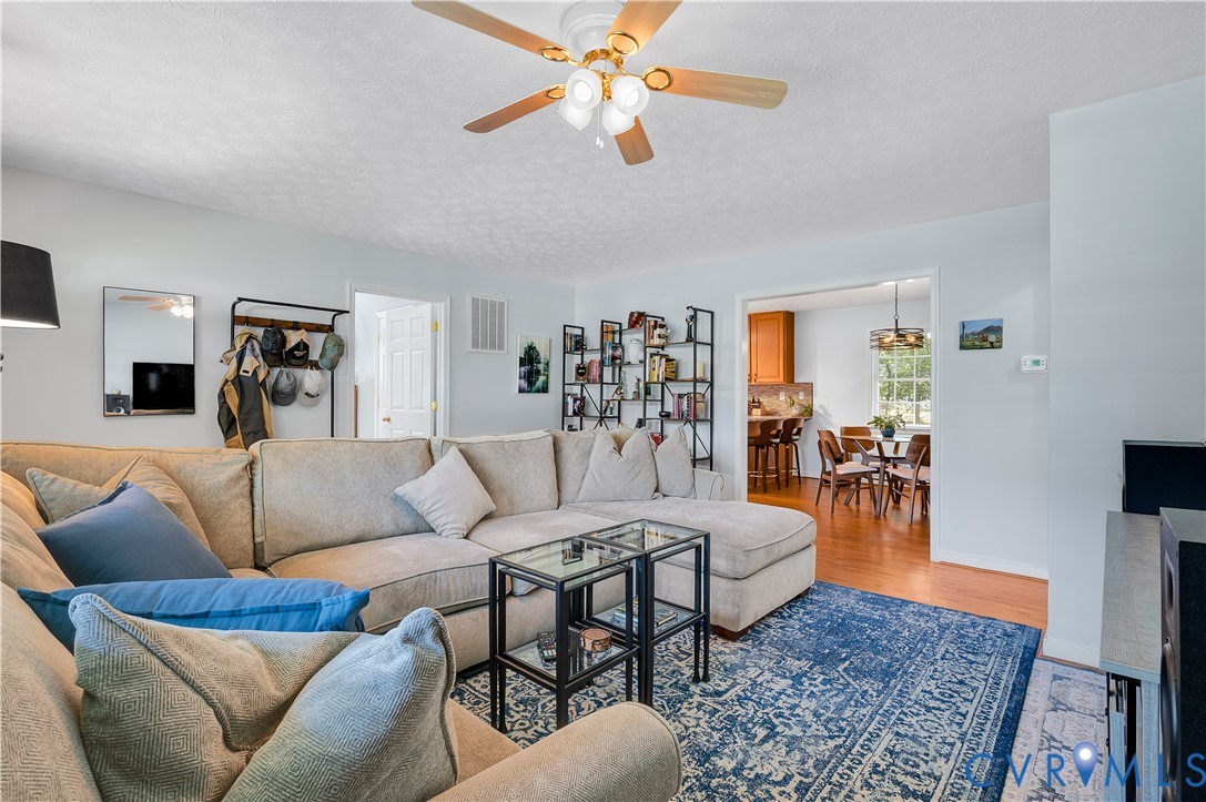 Recessed lighting and ceiling fan overhead Recessed lighting and ceiling fan overhead