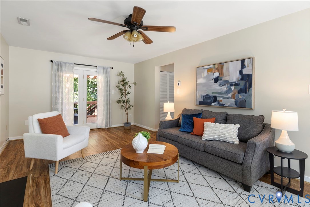 Wood-finish flooring throughout, complemented by light-toned wall finishes Wood-finish flooring throughout, complemented by light-toned wall finishes