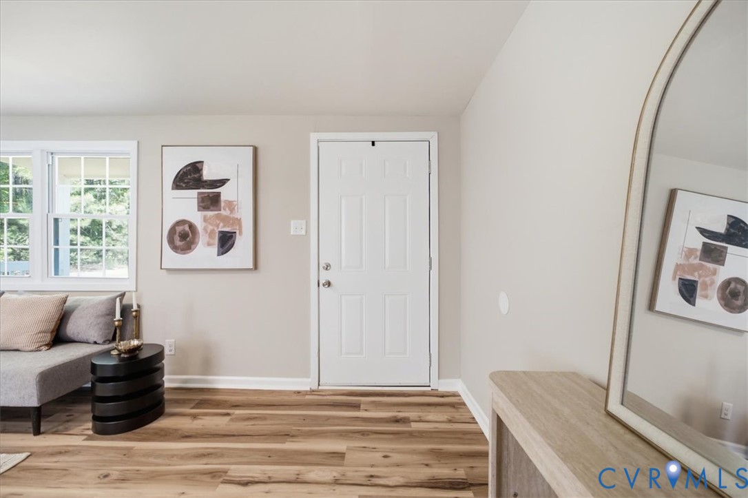 Wood-finish flooring throughout