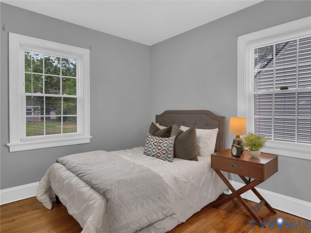 Neutral gray wall color complemented by bright white trim