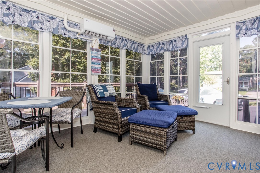 Sun Room with slide up windows and mini-split