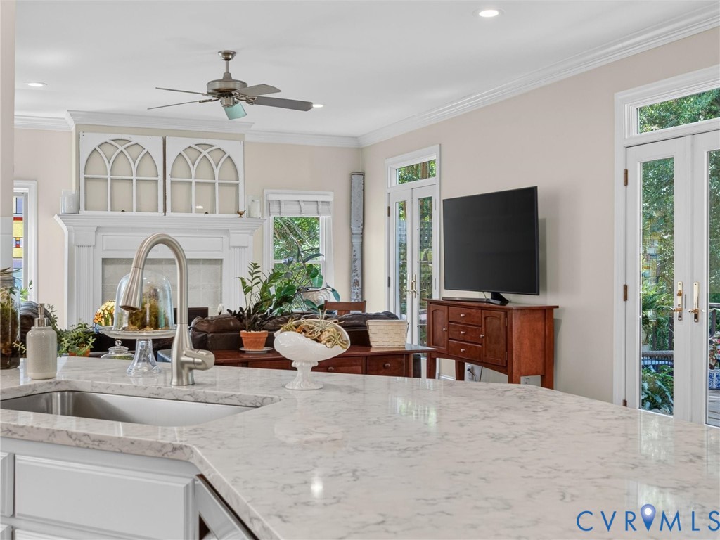 Kitchen opens to the Family Room