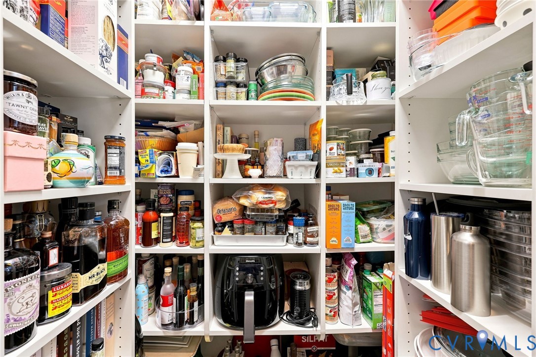 Built-in shelving with adjustable height and multiple compartments