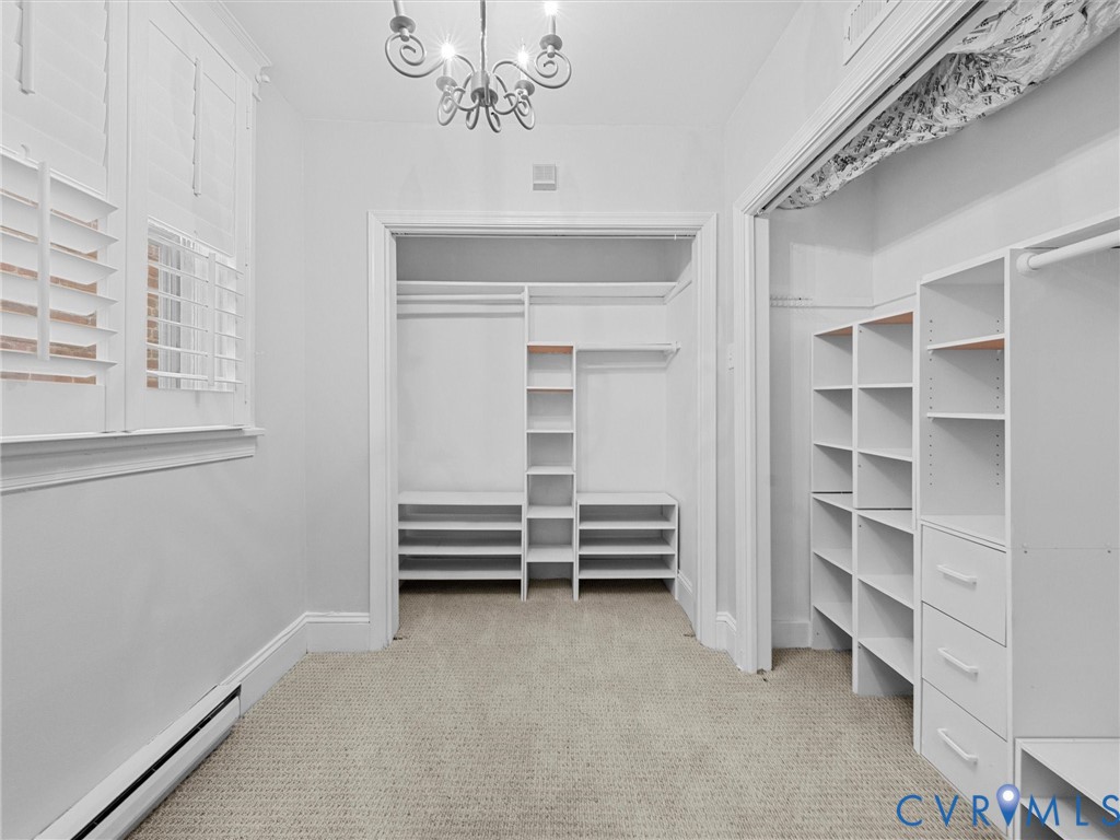 One of two closets in the primary suite