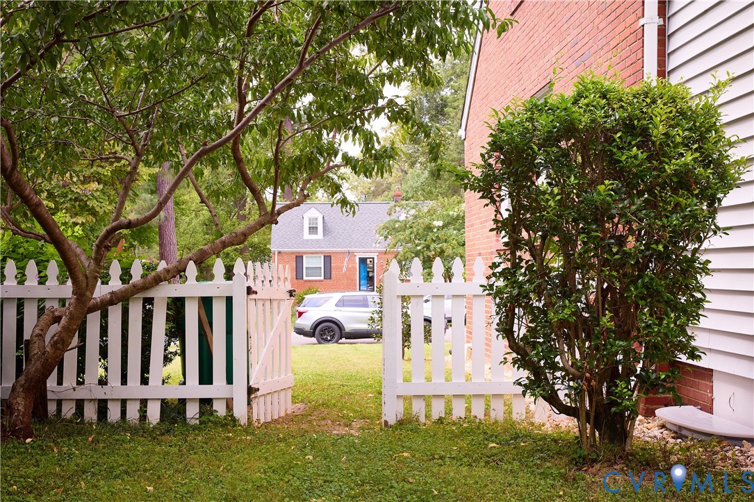 Fenced backyard.