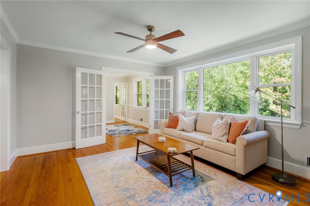 Big windows overlooking the lush yard