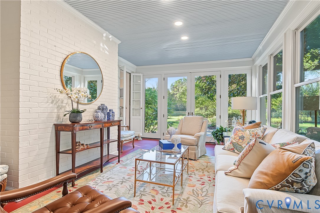 Glass French doors to terrace