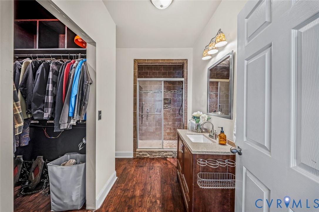 Primary bathroom with walk-in closet