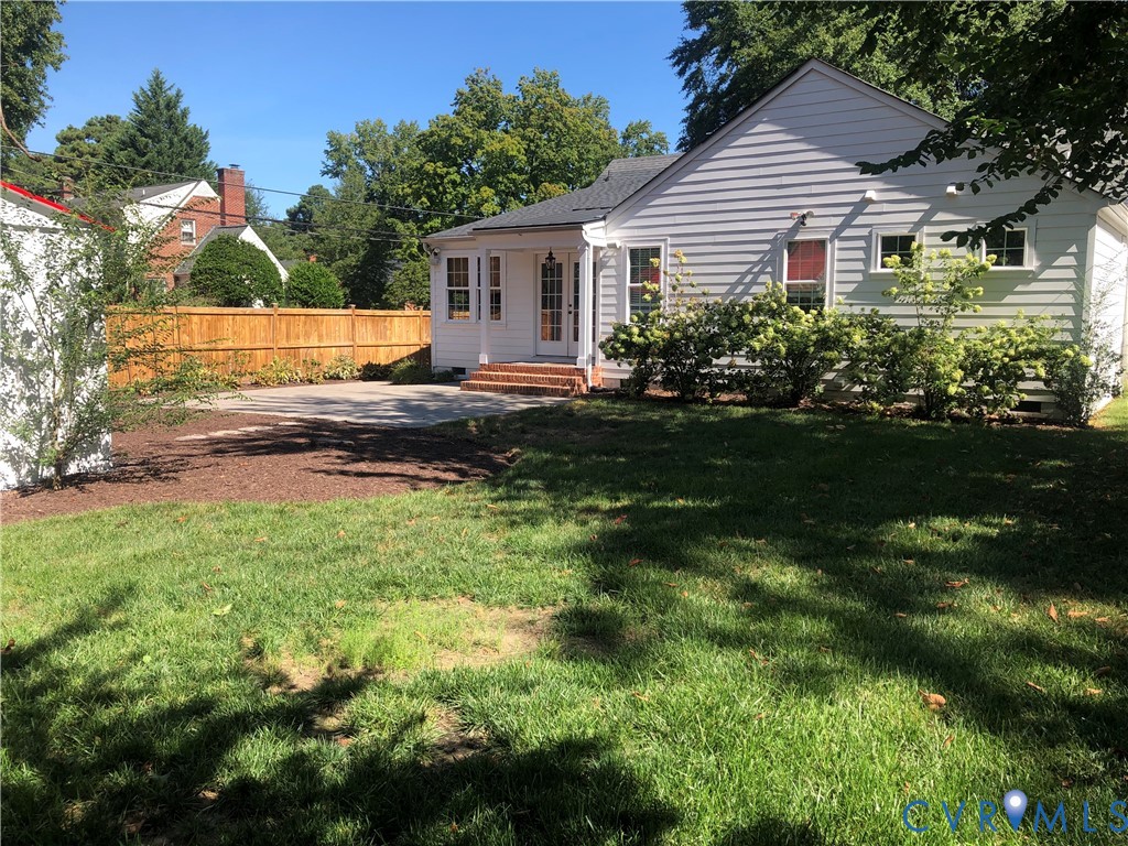 Large and landscaped backyard.