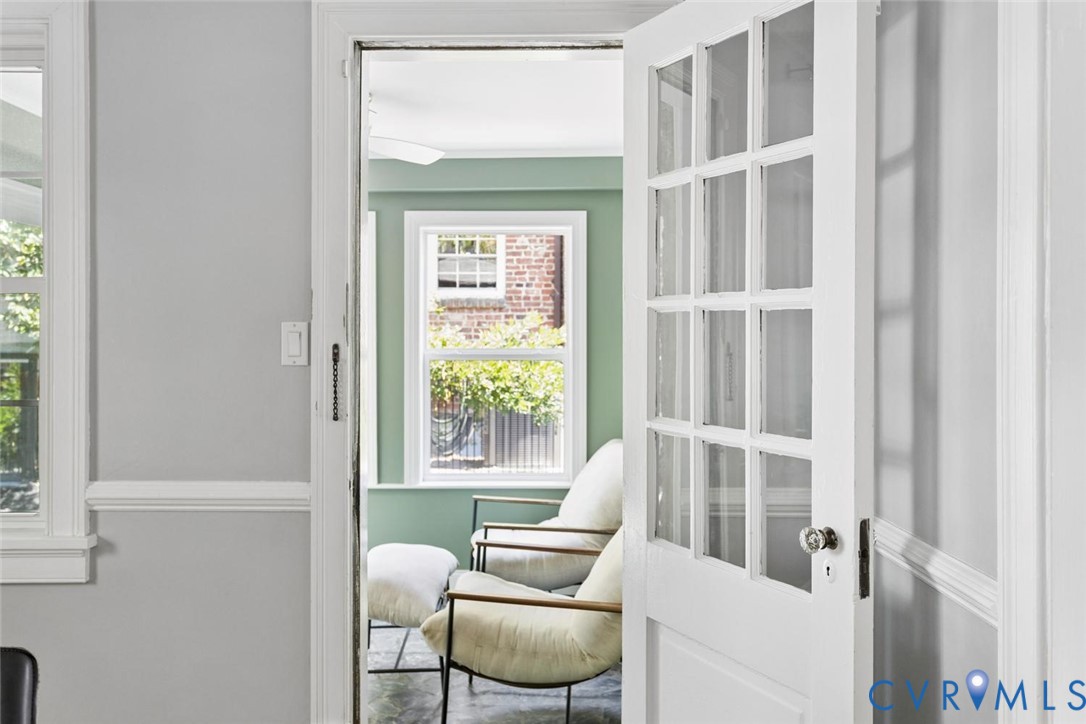 Interior French door with glass panels