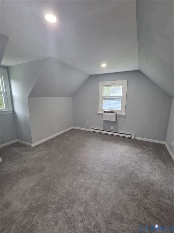4th bedroom, 2nd floor. Carpeted room with sloped ceilings, recessed lighting, and white trim