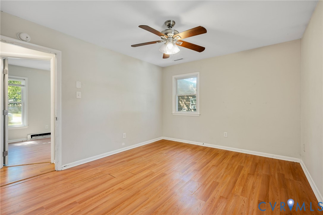 Wood-finish flooring throughout