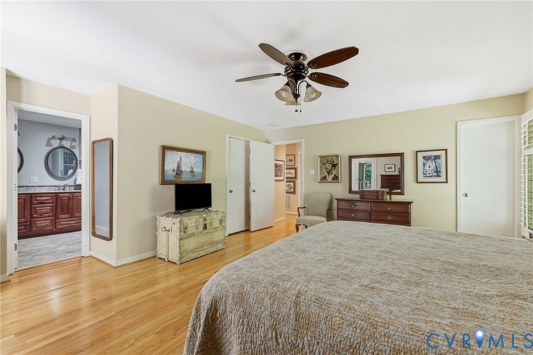 Features a walk-in closet and a separate cedar-lined closet.