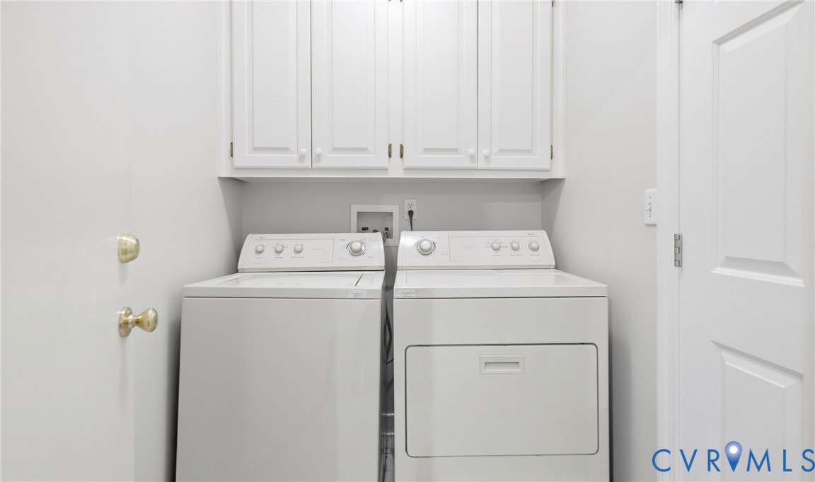 Laundry area featuring white cabinetry and panel doors