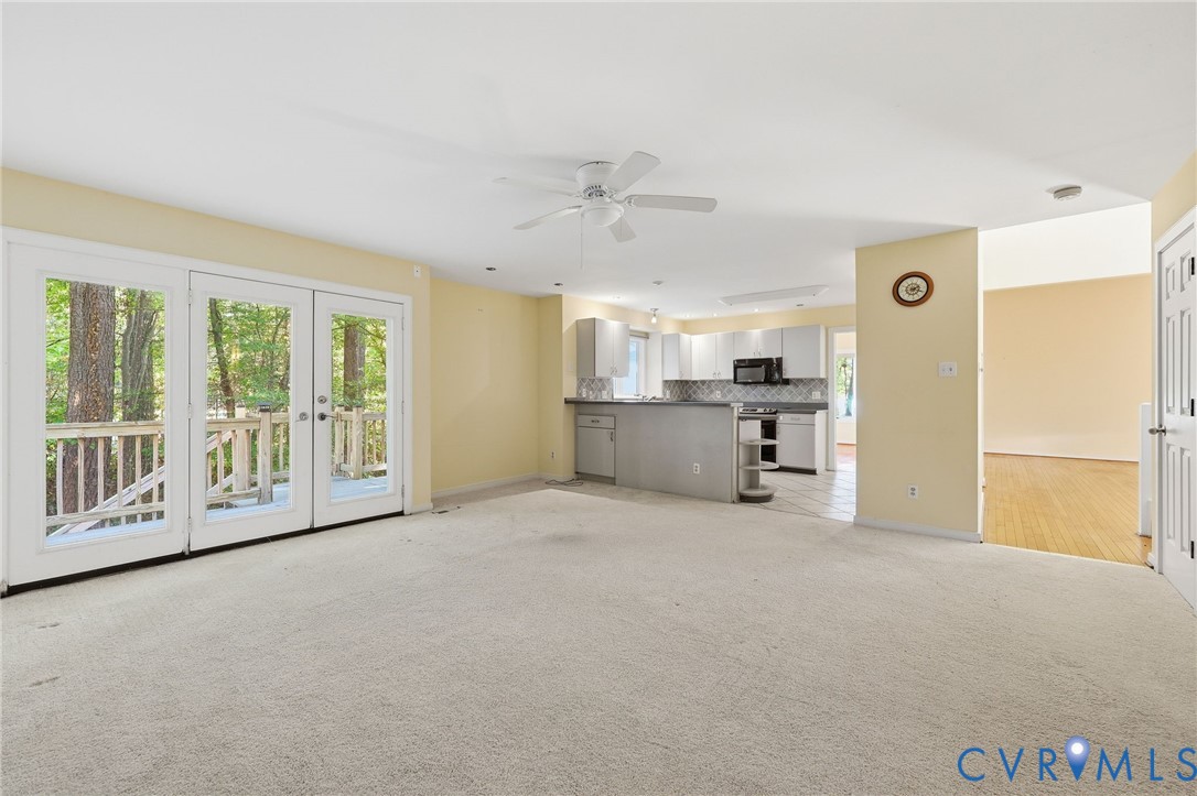 View from family room to kitchen