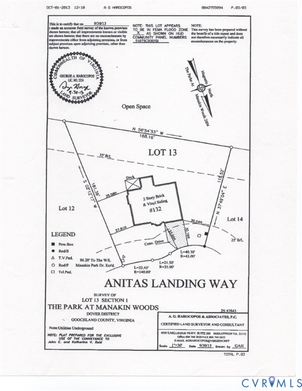Land Survey Plat. Illustrating the boundaries, existing structures, and flood zone status of the property