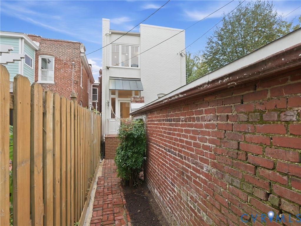 Brick pathway leading to the main entrance