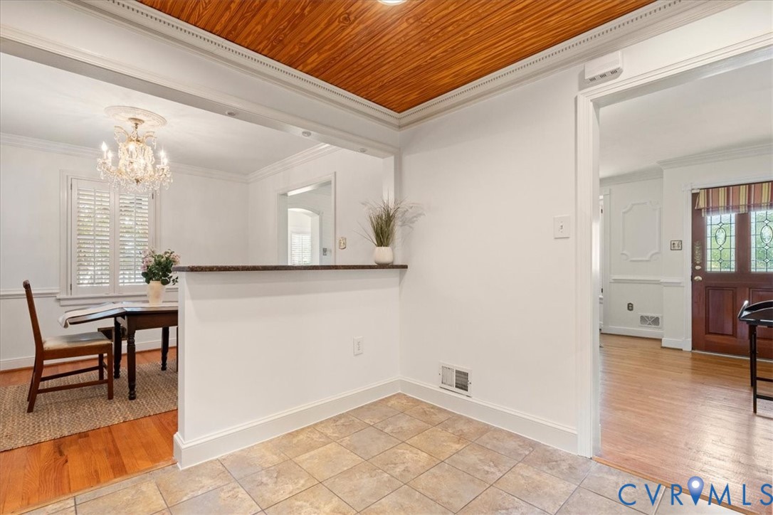 kitchen opens to dining room