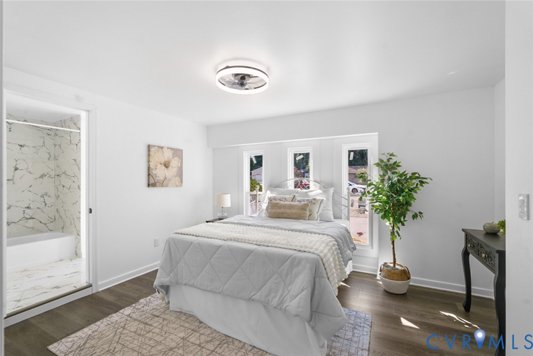 White walls and wood-finish flooring